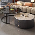 Rock slab coffee table modern casual solid wood round small apartment coffee table living room accessible luxuryfor home normcore folding marble