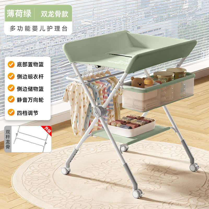 Diaper changing table - portable, multifunctional, foldable, washable baby bed for diaper changing and bathing