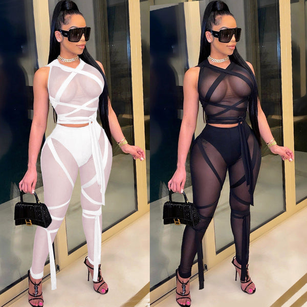 V2100 hot sale European and American sexy swimsuit gauze see-through skirt two-piece set