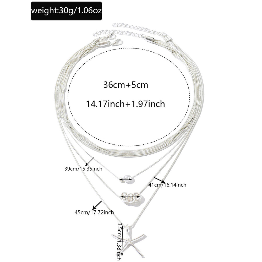 Starfish multi-layer necklace wholesale european and american cross-border cool jewelry women's versatile retro niche necklace necklace accessories