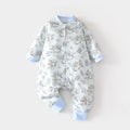 Baby muslin swaddle sleep sack - bamboo fiber, spring/summer, unisex, split-leg design, newborn zipper closure, front 6-layer, back 4-layer