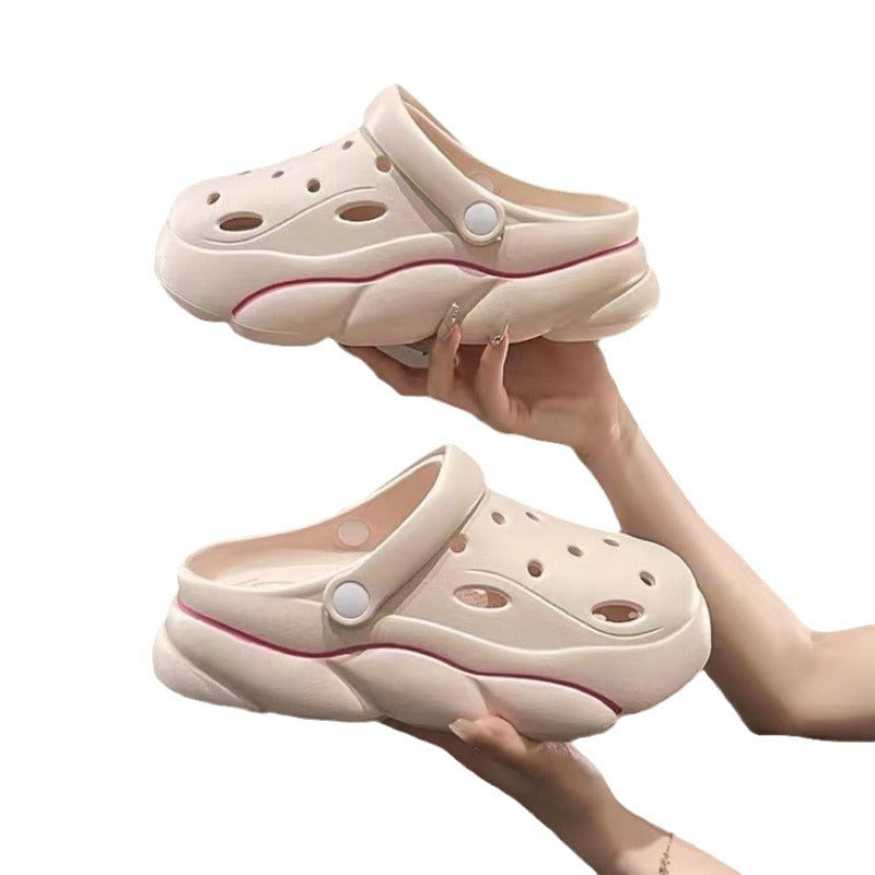 Women's anti-odor height increasing platform clogs - summer fashion outdoor wear, non-slip beach shoes with detachable diy accessories