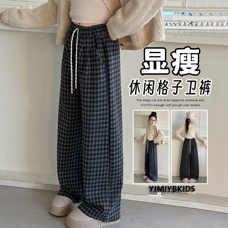 Girls' plaid pants - autumn/winter casual student sweatpants -  new hot style - girls' harem lantern pants