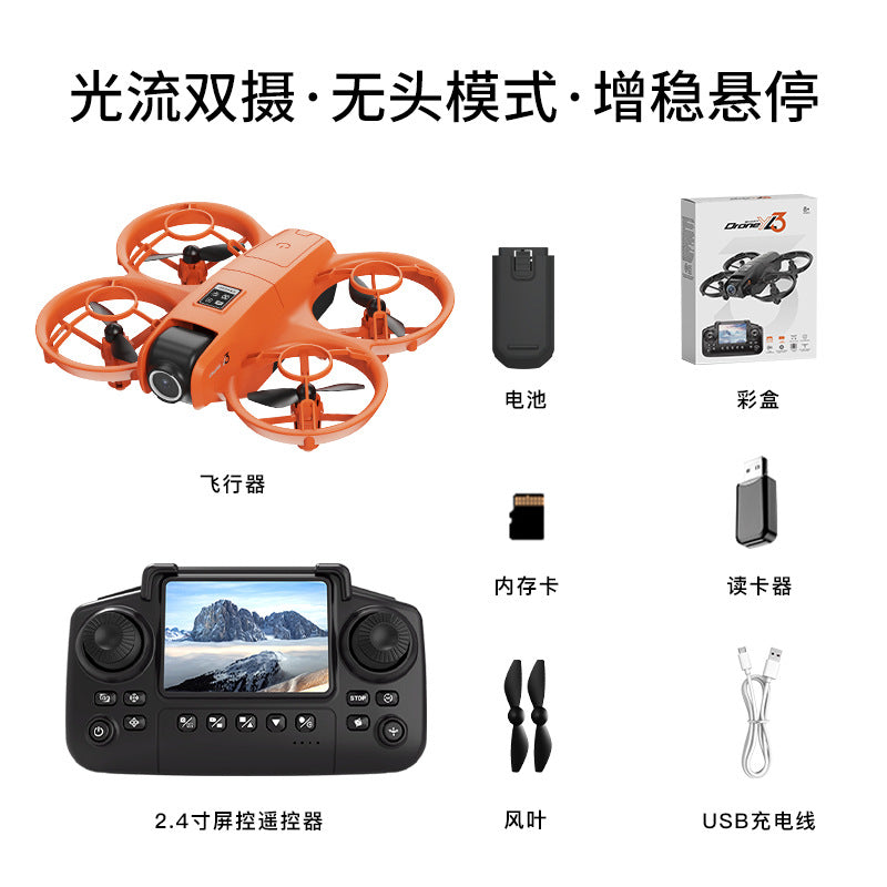 Yl3 mini fpv drone - full enclosure, anti-collision, ultra-hd dual lens, optical flow positioning, hovering, remote control aircraft