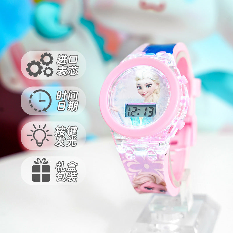 Kids' cartoon light-up watch - marvel spider-man, unicorn, elsa princess - flashing electronic toy watch for boys and girls