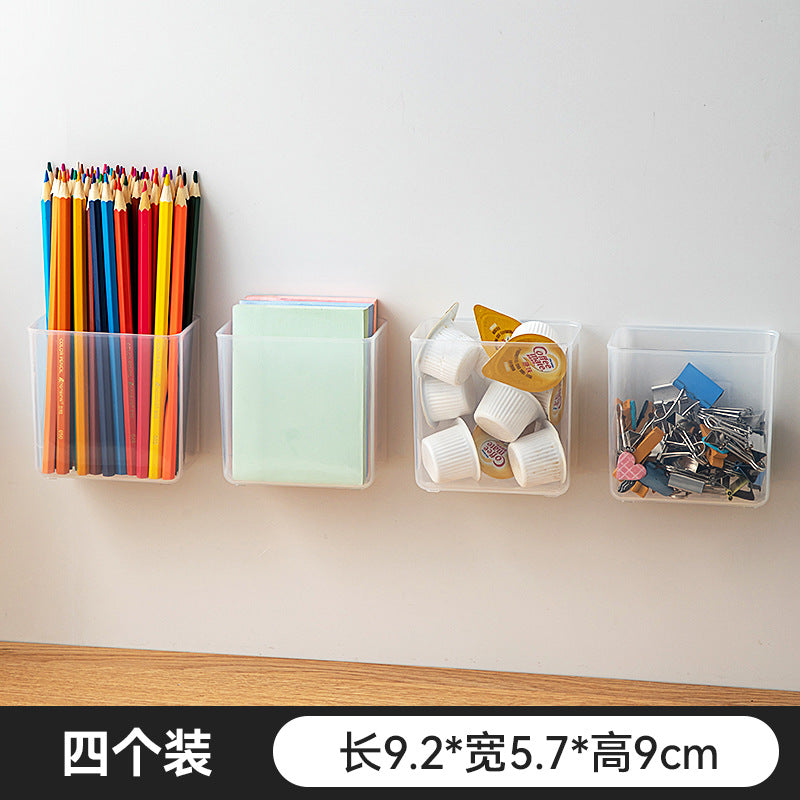 Kitchen, bathroom, desktop sundries, small storage box, transparent plastic, multi-functional non-punching wall-mounted stationery storage box