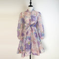 Export palace style spring dress for women new arrival nail diamond button waist printing long sleevesdress + suspender skirt