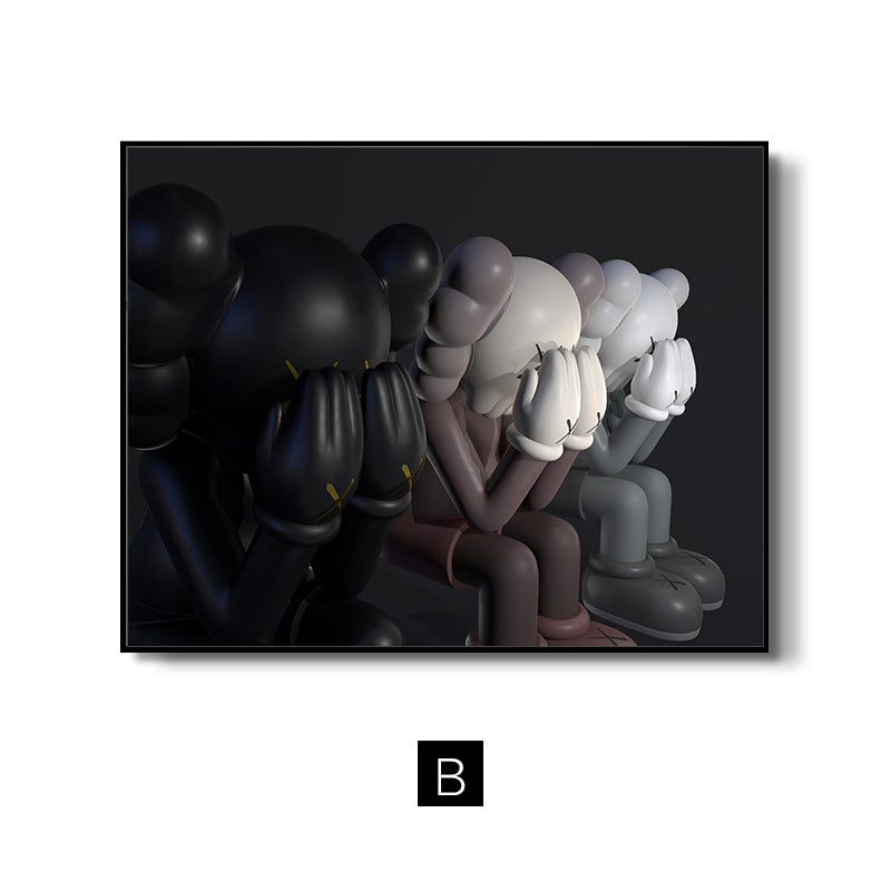 Kaws trend meter box decorative painting simple cartoon violent bear electric box blocking hanging painting switch box flip wall painting