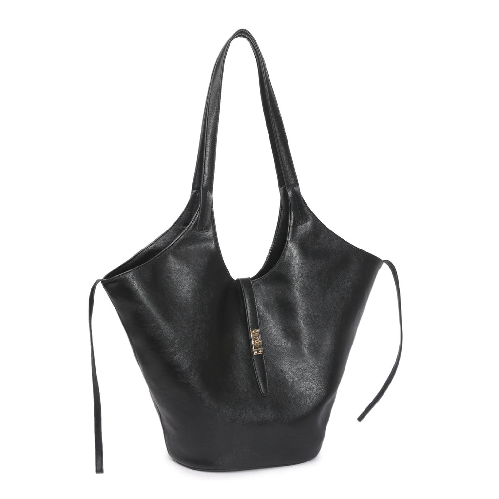 New large-capacity vegetable basket tote bag women's retro niche soft leather high-end sense simple and versatile commuter shoulder bag