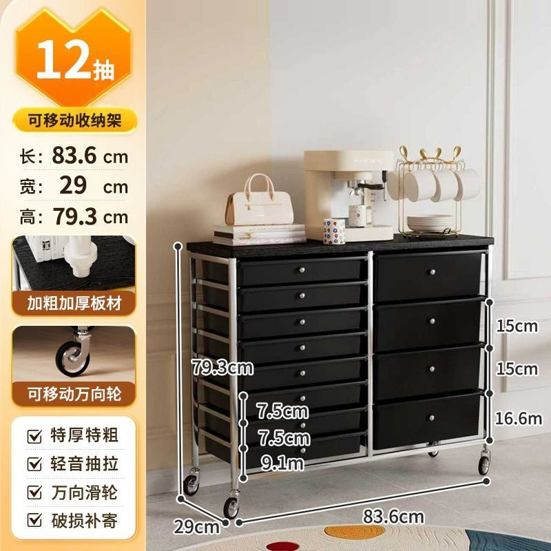Multi-tiered storage cabinet with drawers - versatile organizer for home, space-saving, black