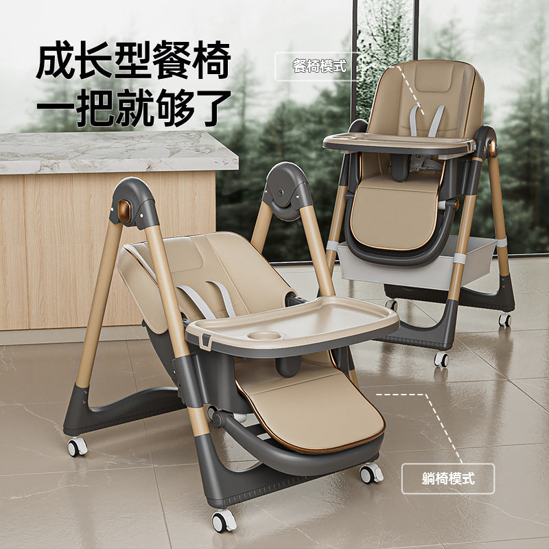 Baby Dining Chair Children's Multifunctional Foldable Adjustable Sitting and Lying Home Baby Seat Double-layer Dining Plate