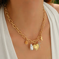 European and american cross-border fashion sweet heart flower pendant necklace - unique, elegant, diamond-studded cross metal necklace