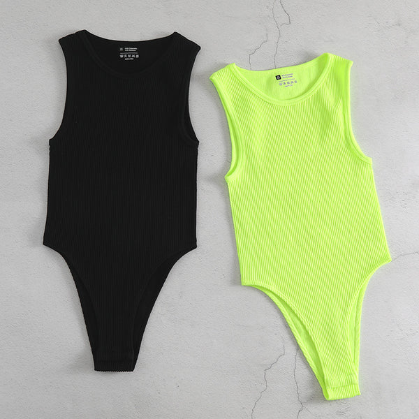 New yoga thick thread sleeveless one-piece yoga clothes solid color bright sports comfort vest one-piece briefs now