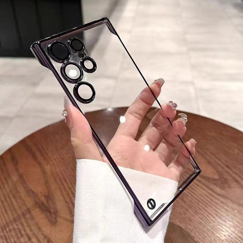 Transparent ultra-thin electroplated magnetic case for samsung s26 ultra, s23 frameless hard case, s24 lens protection case