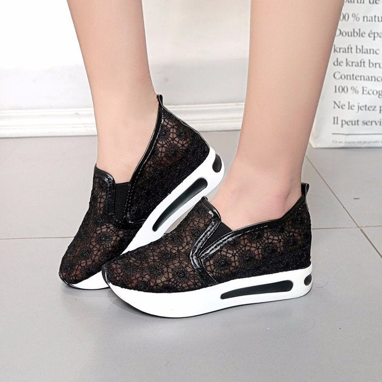 women's fashion flat heel hidden wedge mesh breathable casual flats - supports cross-border platforms and dropshipping