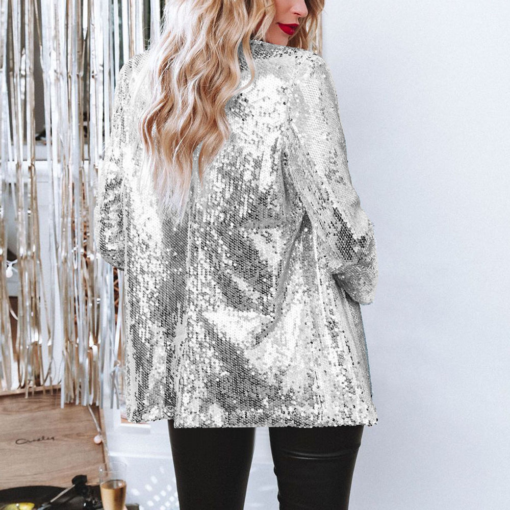 Aliexpress  european and american women casual sequin tops multi-color sequinlong sleeveselegant suit outwearins