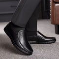 [real soft leather] men's 2024 new arrival easiest for match men's shoes casual middle-aged and elderly leather shoes plaid dad's bean shoes