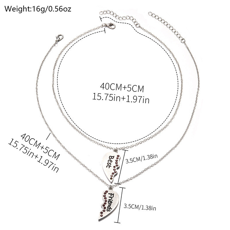 Wholesale heart pendants: european & american cross-border personalized jewelry for women - creative best friend & good friend heart-shaped letter necklace