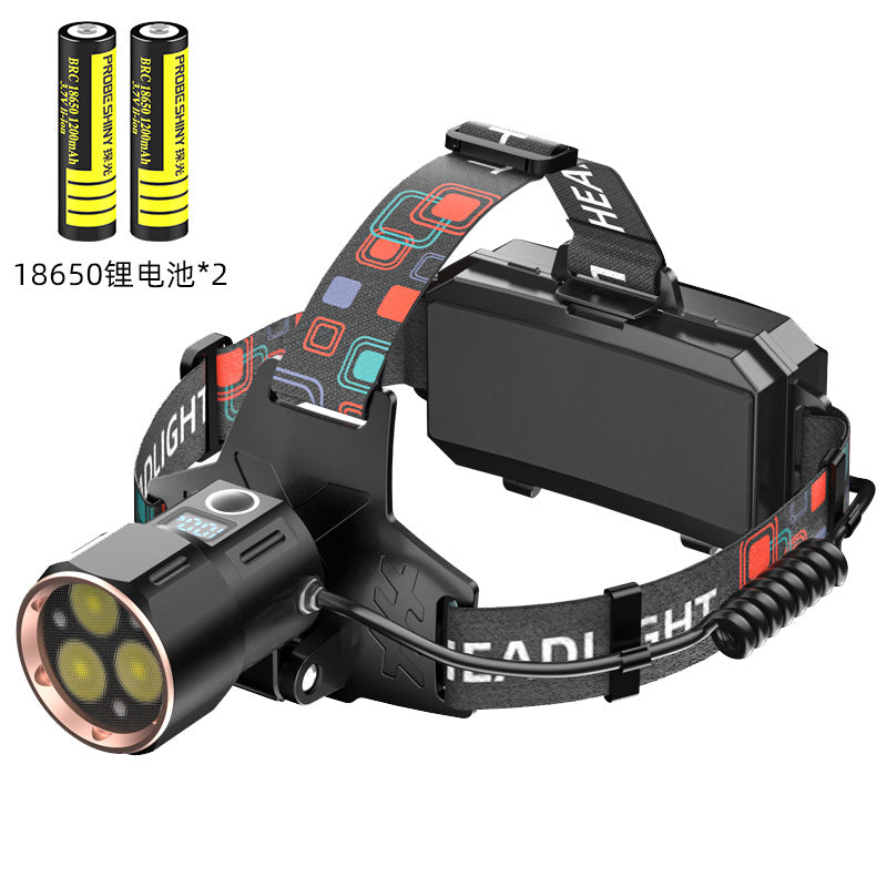 Cross-border LED strong light headlights, wave sensor headlights Type-c charging intelligent digital display highlight night running lighting