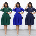 European and american independent station women's clothing   work clothing style pleated skirt waist slimming lookplus size african dress