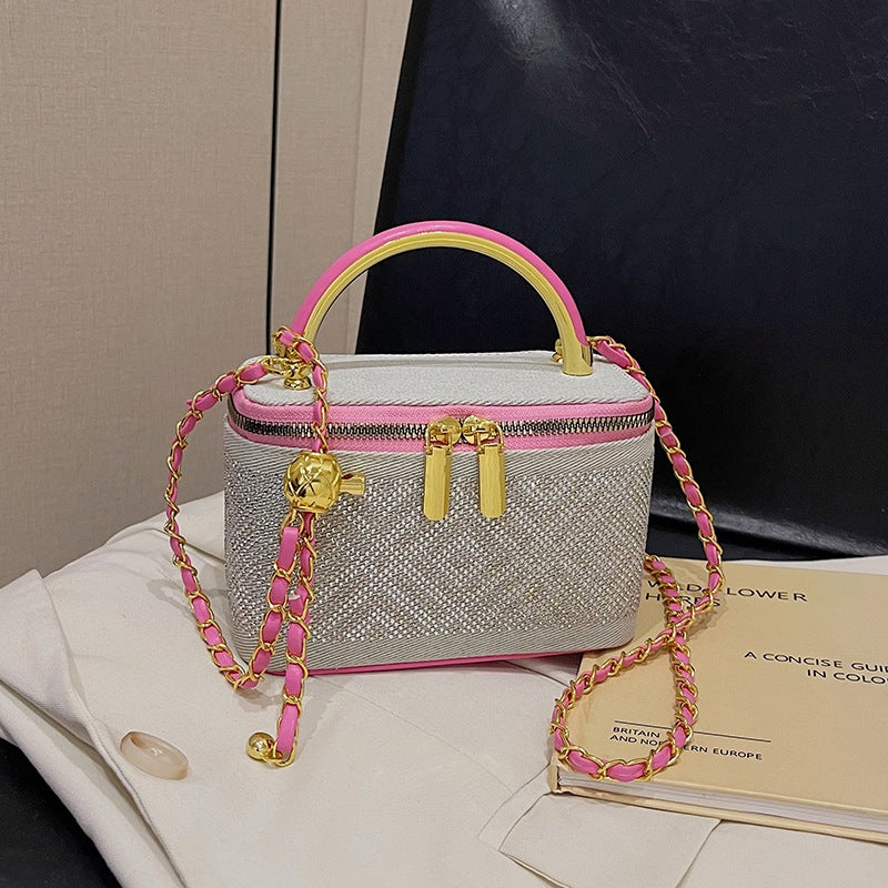 Spring and summer high-end sense niche box bag women's 2025 new fashion shoulder bag chain messenger bag mobile phone bag