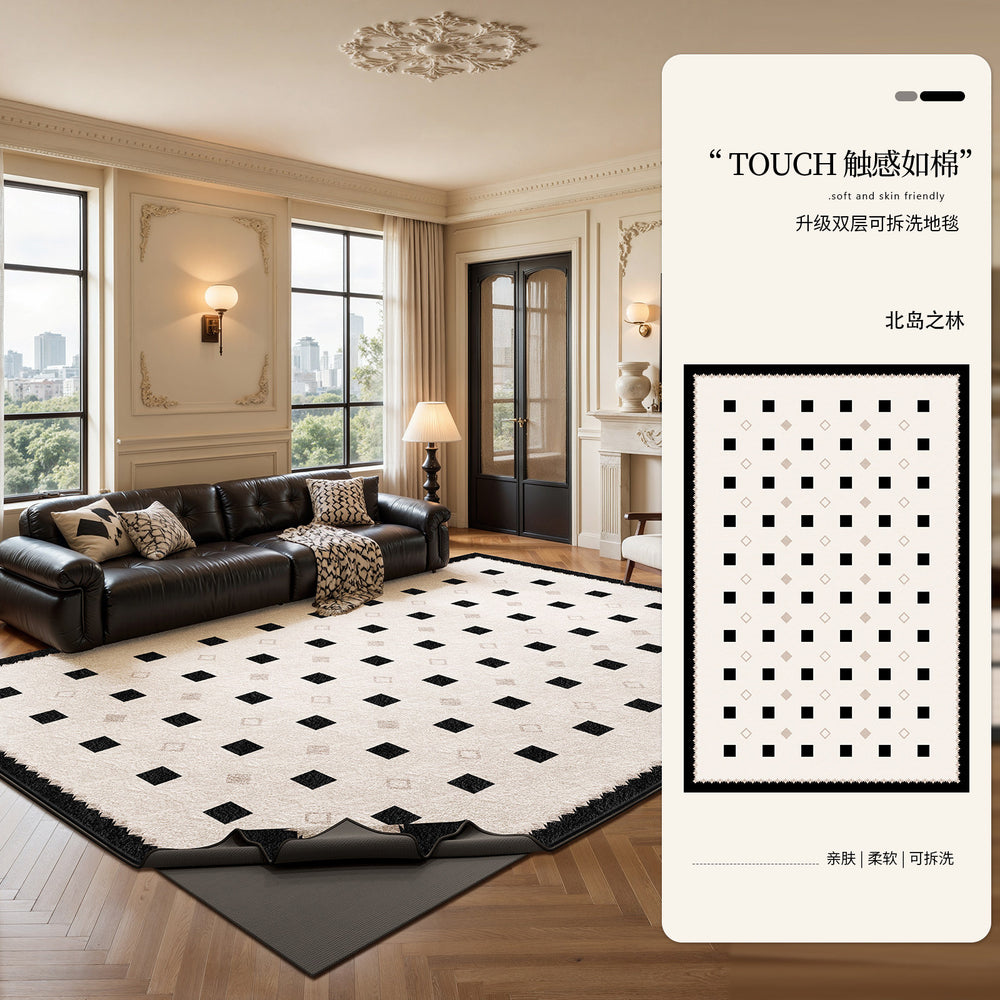 Carpet living room removable and washable double layer easy to care for machine washable large area full cover light luxury high-end bedside floor mat sound insulation