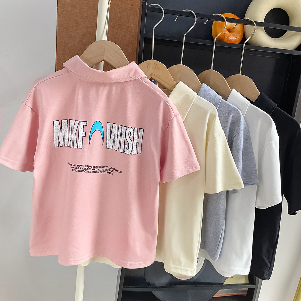 【summer new arrivals】pure cotton kids' polo shirt - summer collection for boys and girls - korean style turn-down collar short sleeve s003
