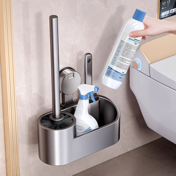 Space aluminum toilet brush No dead ends Washing toilet artifact Brush Wall hanging No punching Household bathroom Cleaning utensils