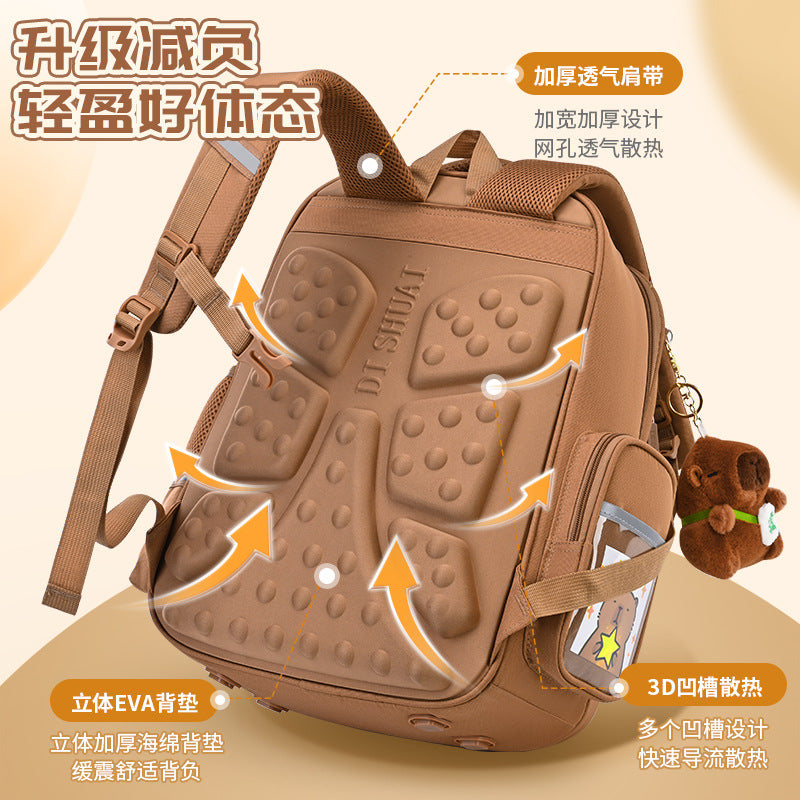 Capybara backpack - perfect for elementary school students (grades 1-6), boys and girls. spine-protecting, lightweight, and extra-sized