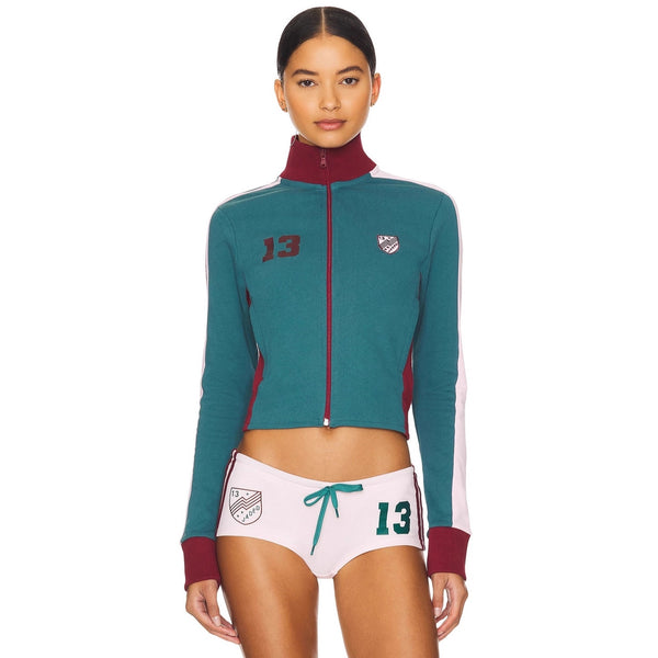 ins style European and American  autumn new turtleneck top retro contrasting color printing zipper fashion long-sleeved jacket women