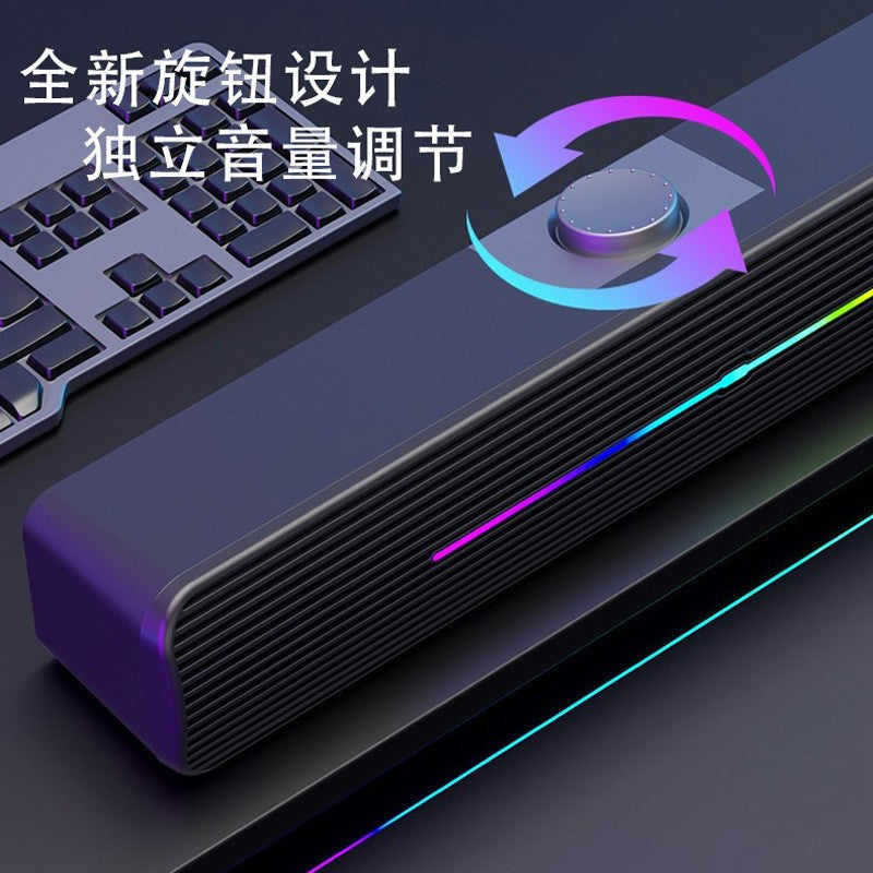Soundbar rgb color light desktop speaker computer long bass multimedia wireless bluetooth audio