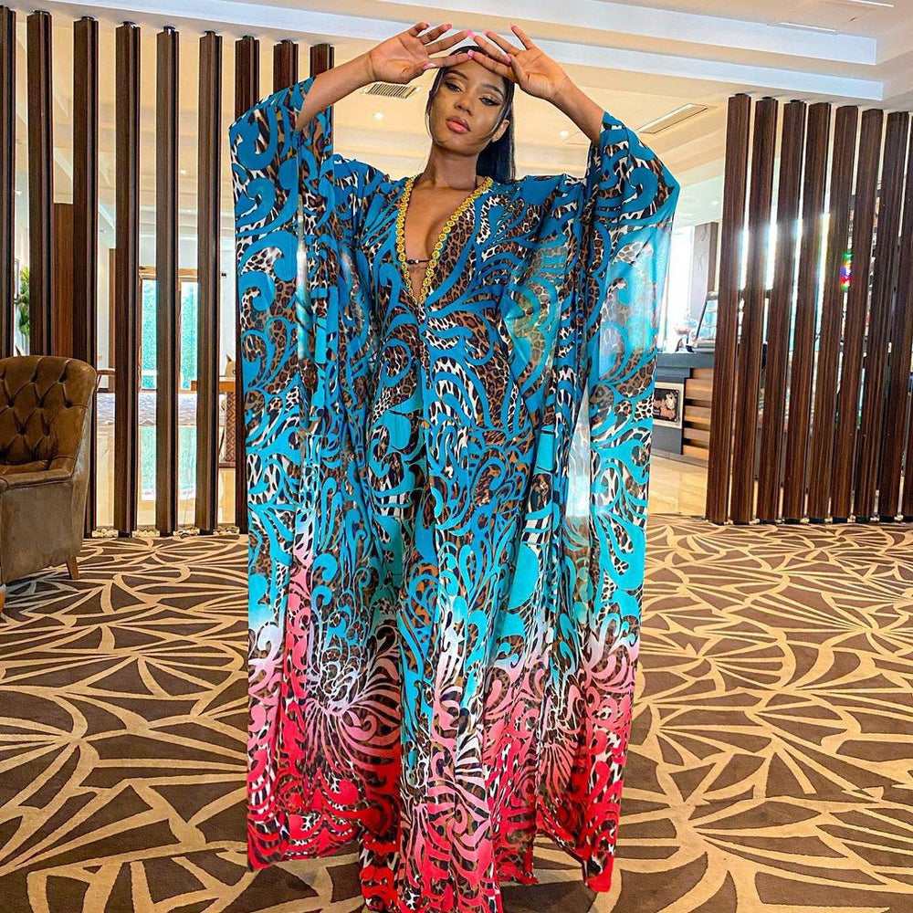 supply summerelegant chiffon v neck chiffon outwear shawl loosepantstwo-piece set multiple colors