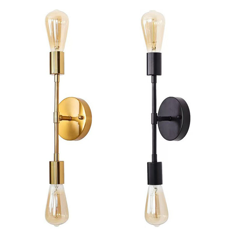 American retro black and gold two-tone double head wall sconce - industrial style for bedroom, bedside, bathroom mirror, b&b, hallway - minimalist design