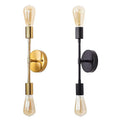 American retro black and gold two-tone double head wall sconce - industrial style for bedroom, bedside, bathroom mirror, b&b, hallway - minimalist design