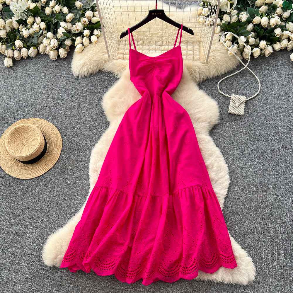 Pure desire french suspender dress for women summer waist slimming lookelegantclassy long skirt holiday style