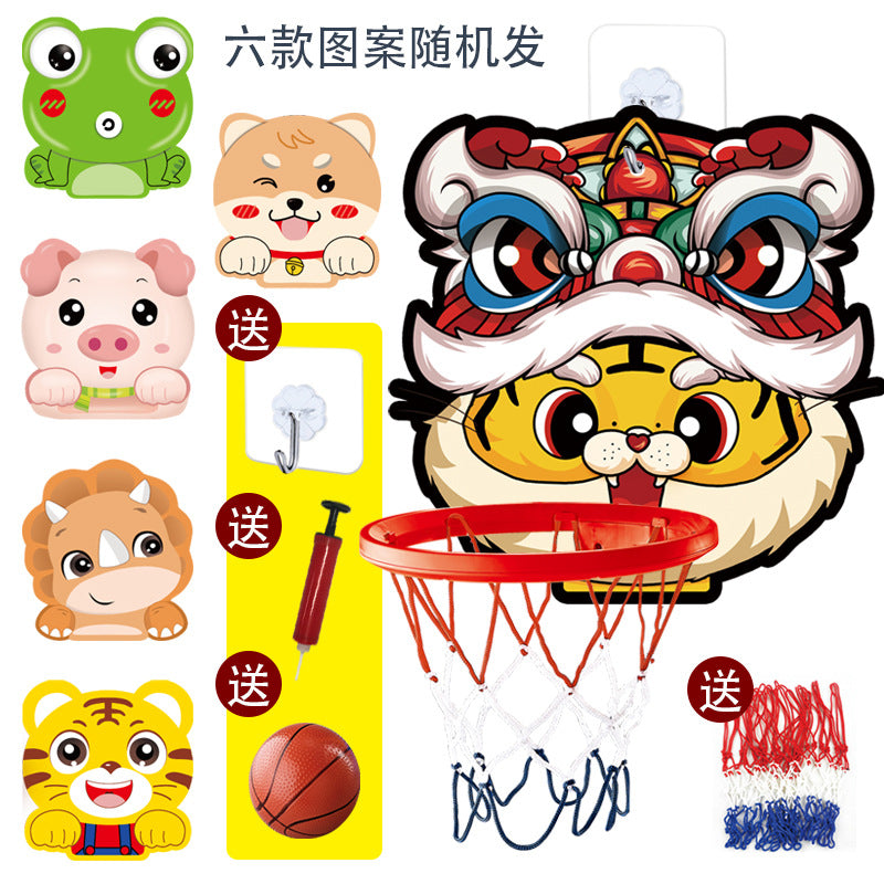 Free shipping cartoon basketball hoop set - indoor kids' basketball goal with adjustable height - wholesale sports toys
