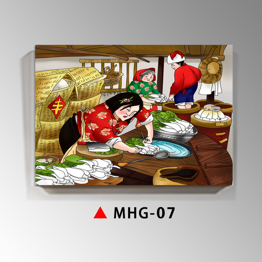 Northeast eight monsters decorative painting ethnic customs wall decoration mural agritainment hotel box background wall hanging painting