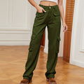 American retro european and american cross-border  new washed semi-elastic multi-pocket denim workwear casual pants for women