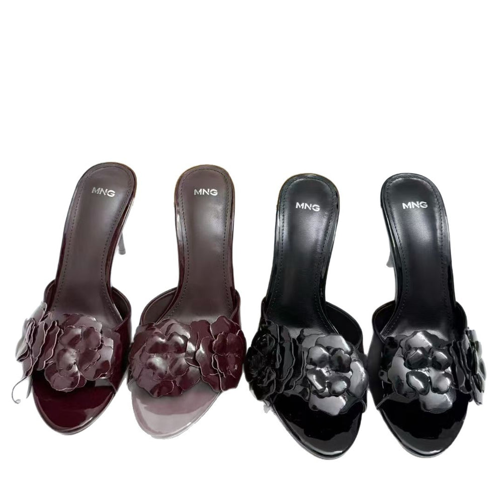 Za2026new arrival small fragrant camellia outwear high-heeled rose flower beach rose flower high-heeled sandals
