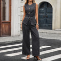 European and american cross-border e-commerce women's autumn new arrivals:  independent store washed fashionable elegant denim sleeveless set