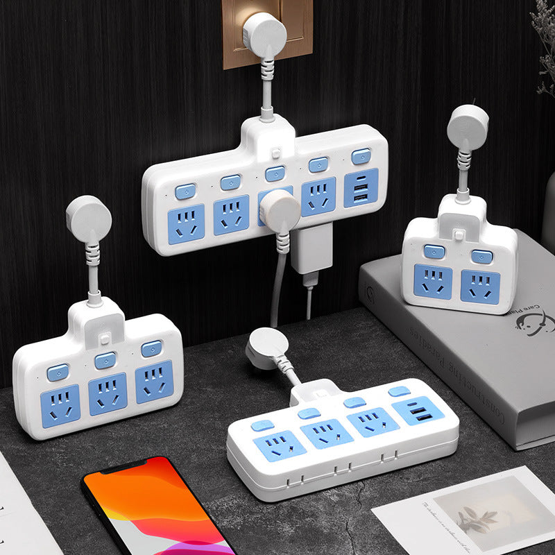 Usb multi-function socket panel multi-port converter power strip with cord, multi-outlet power strip, household power strip