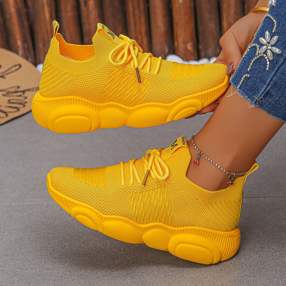 Exportplus sizespring & fallnew arrivaltie backcasual sneakers mesh thick solecasualeasiest for match flying woven breathable running shoes