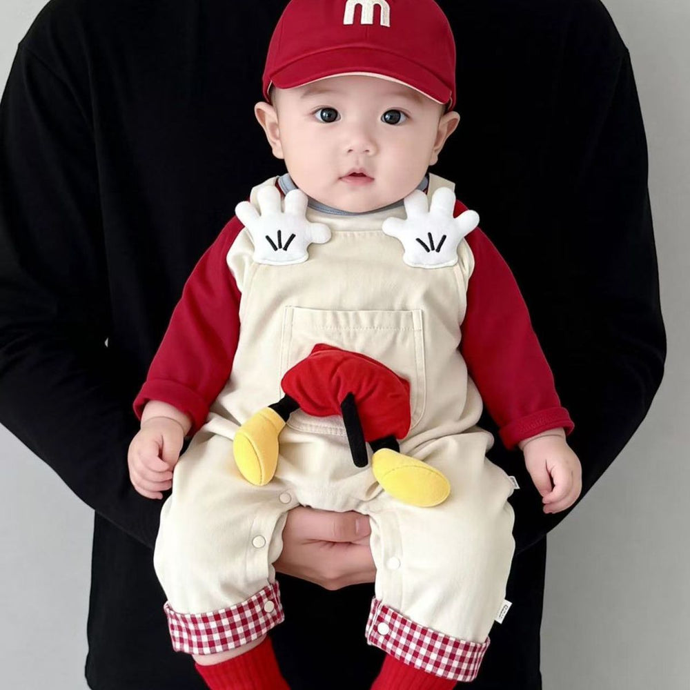 Spring autum style baby boy baby suit suspender two-piece set jumpsuit super cute k-style spring style outing climbing suit