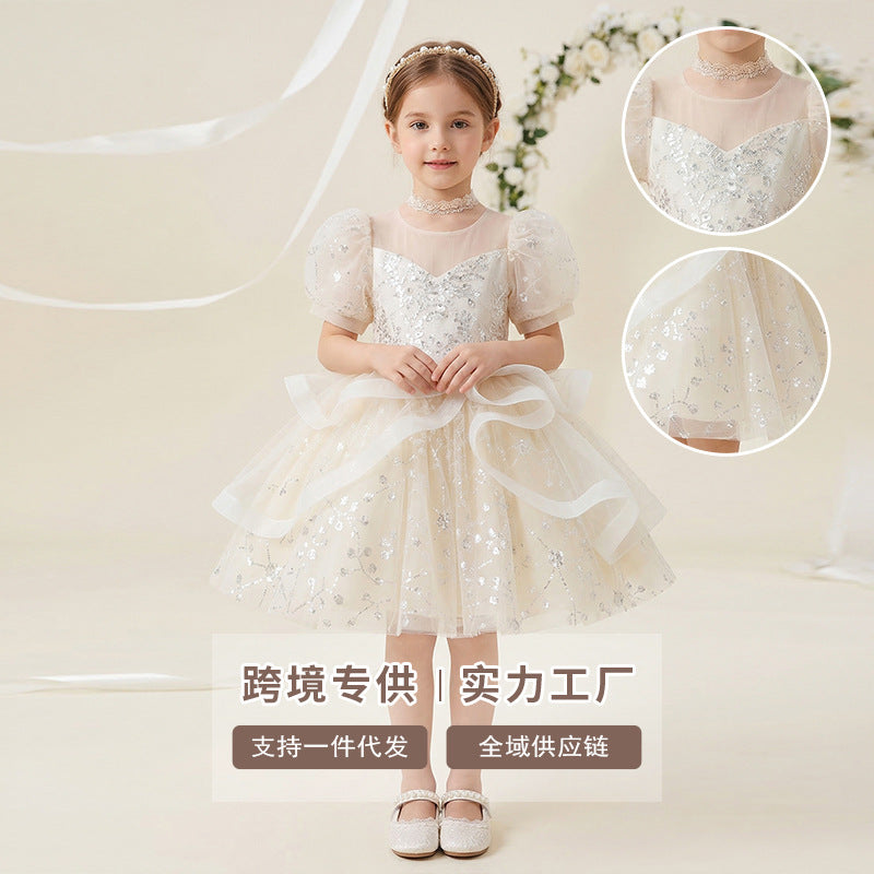 Girls' summer dress - stylish and chic tutu princess dress for girls, perfect for runway shows, hosts, piano performances, and flower girls
