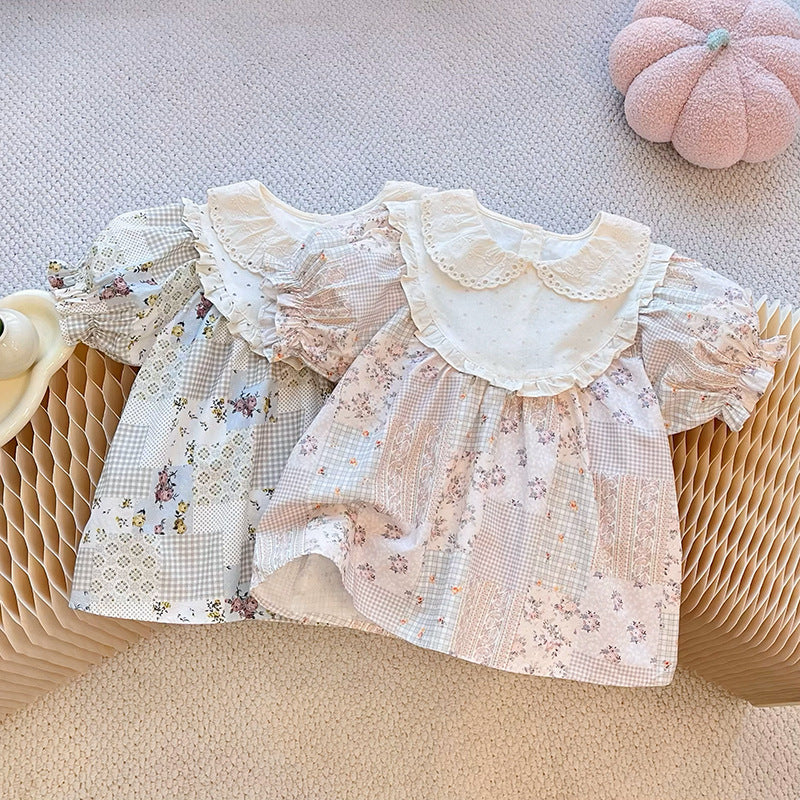 New summer girls' blouse: stylish and chic short-sleeve top for baby girls - european-inspired doll shirt