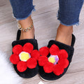 2024 new women's cotton slippers - casual, indoor, autumn/winter, thick-soled, floral, cute plush slippers for home and outdoor wear
