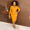 African women's plus size office lady commute chic rhinestone embellished tiktok  fashion professional style two-piece dress set