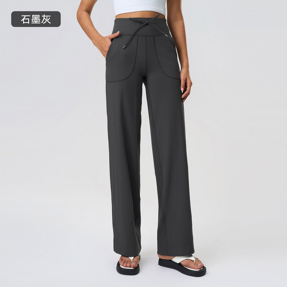 New breathable loose fit wide leg pants with large pockets - women's activewear yoga pants - casual long pants dl336