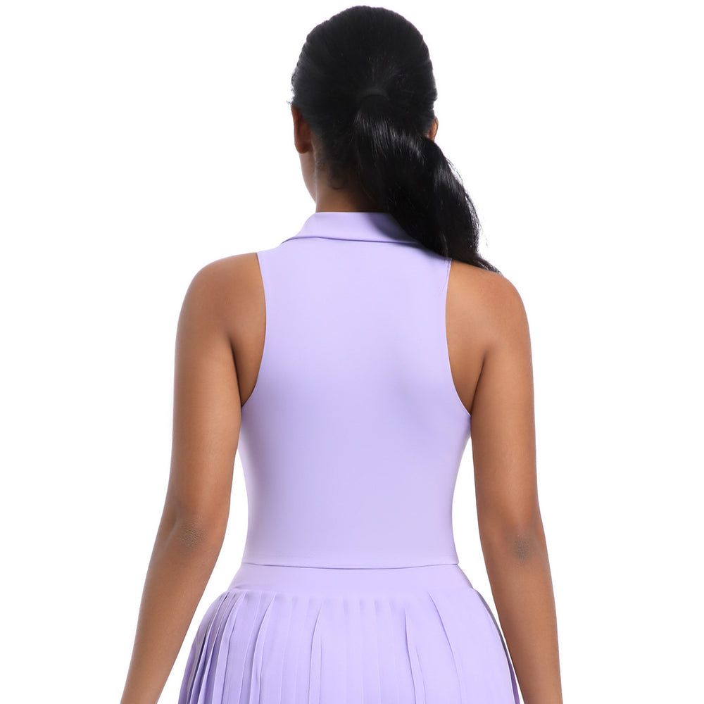 New arrival cross-border outdoor casual lapel vest running sports fitness breathable short yoga clothes nude tennis clothes