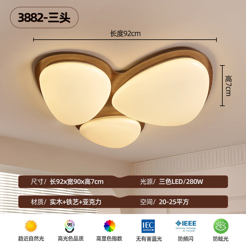 Walnut color LED ceiling light retro American living room light simple antique style bedroom book room ceiling light